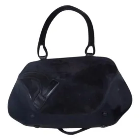 Salvatore Ferragamo Vintage Pursesdesigner Purses Black Leather And Canvas Canvasleather With Gancin