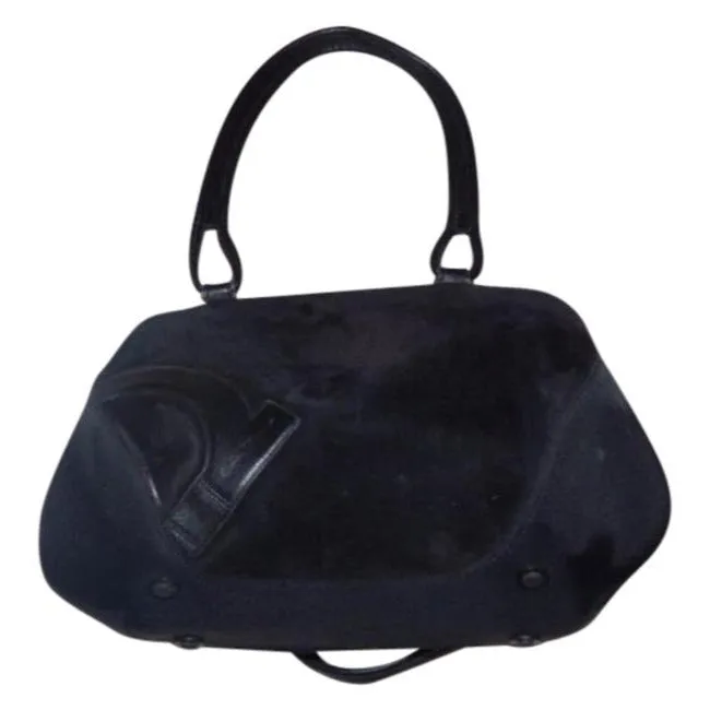 Salvatore Ferragamo Vintage Pursesdesigner Purses Black Leather And Canvas Canvasleather With Gancin