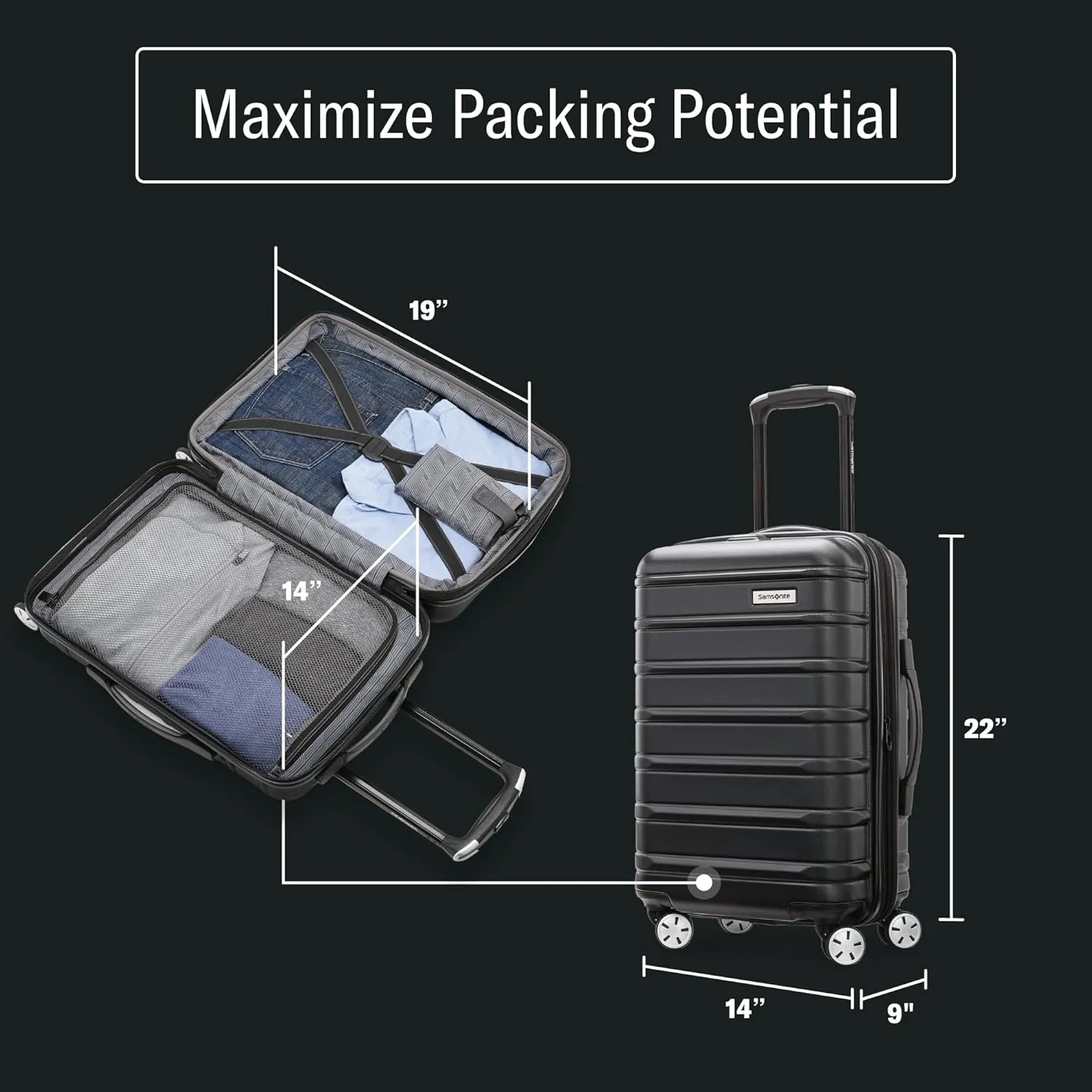 Samsonite Omni 2 Carry-On Hardside Luggage with 360 Spinner Wheels - Scratch Resistant Hardshell - TSA, Airline-Approved - Expandable Polycarbonate Shell for Lightweight Travel - Artic Silver