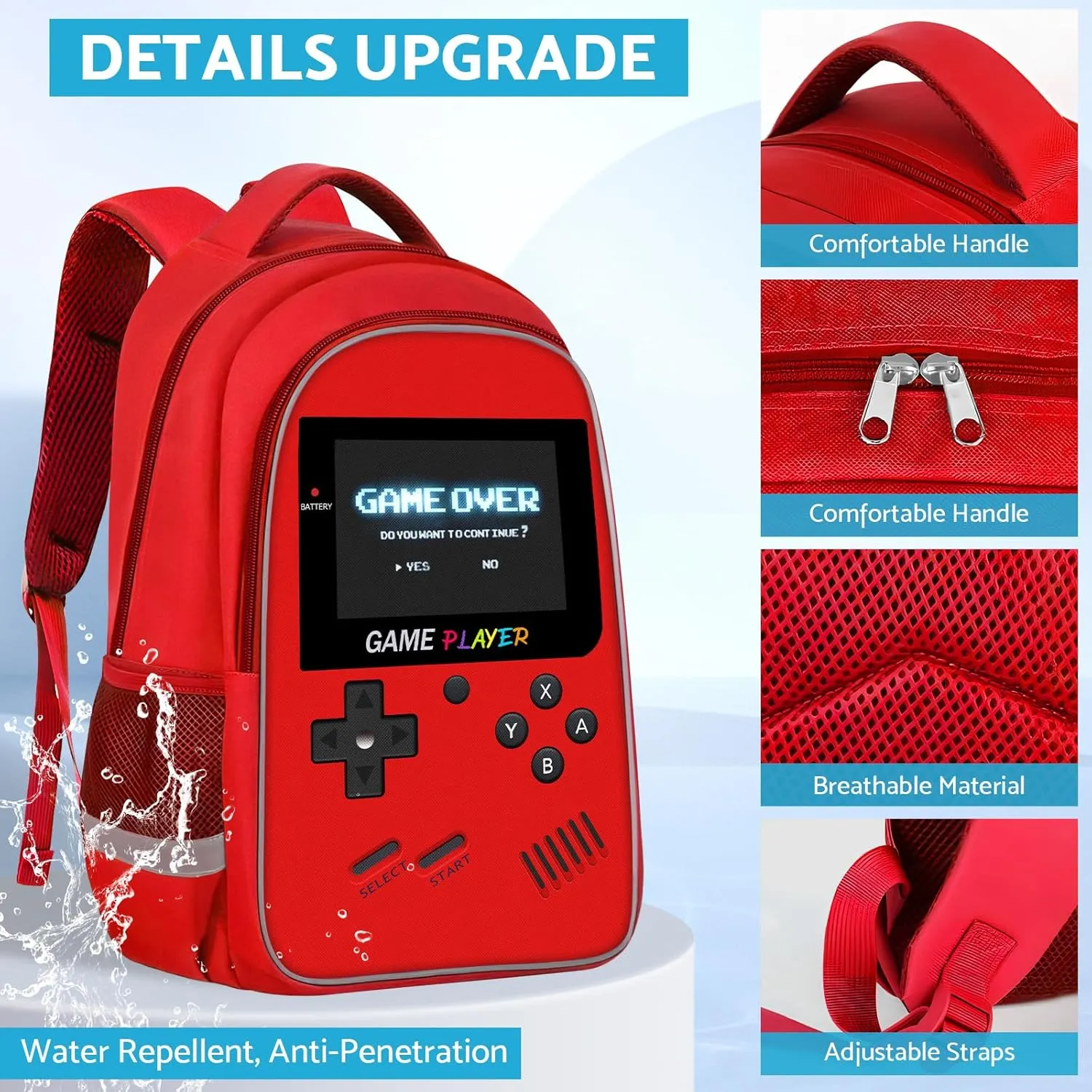School Backpack For Boys - Gamer Boys Backpack For Kids Children Teens Elementary Middle School - Ages 6-18，17″