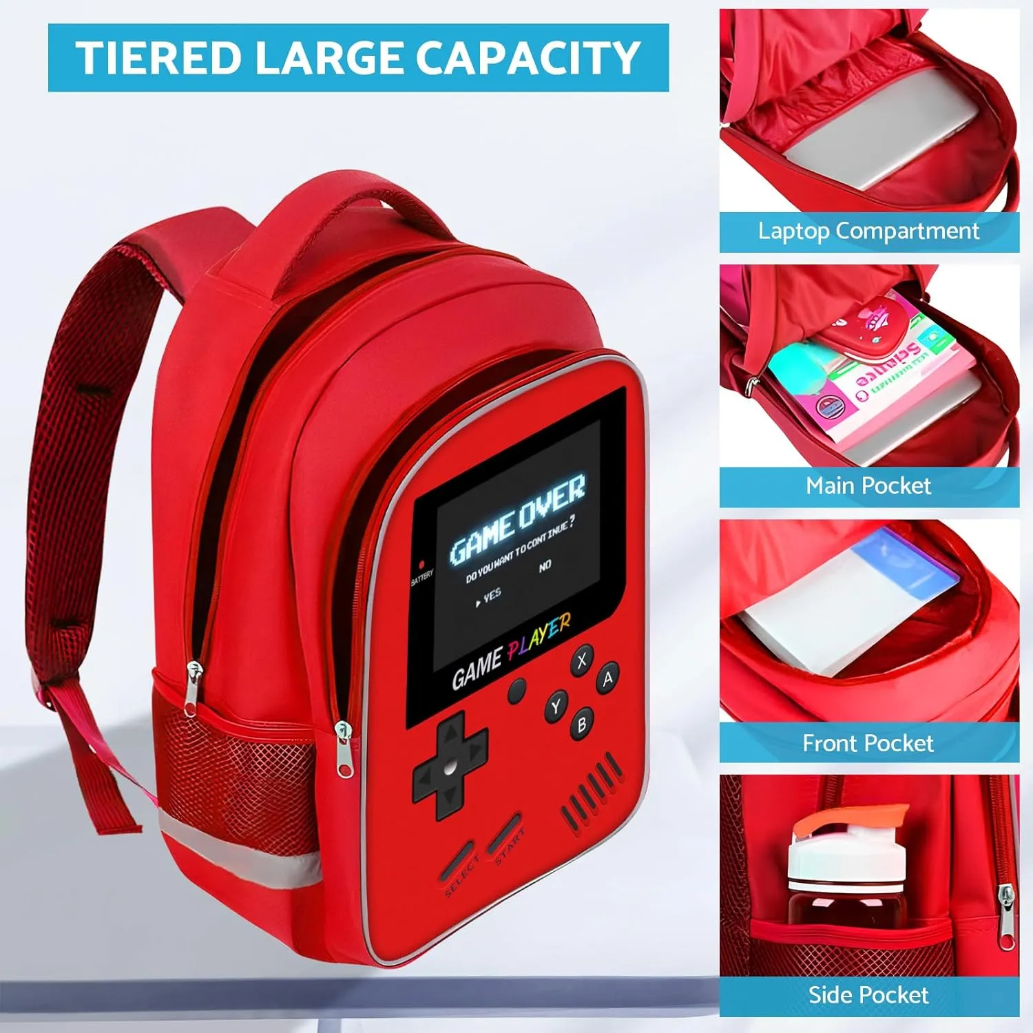 School Backpack For Boys - Gamer Boys Backpack For Kids Children Teens Elementary Middle School - Ages 6-18，17″