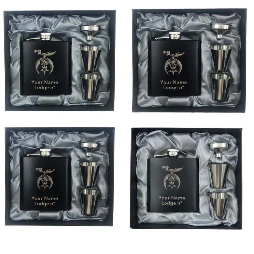 Shriners Flask - 2 Shot Glasses & Funnel