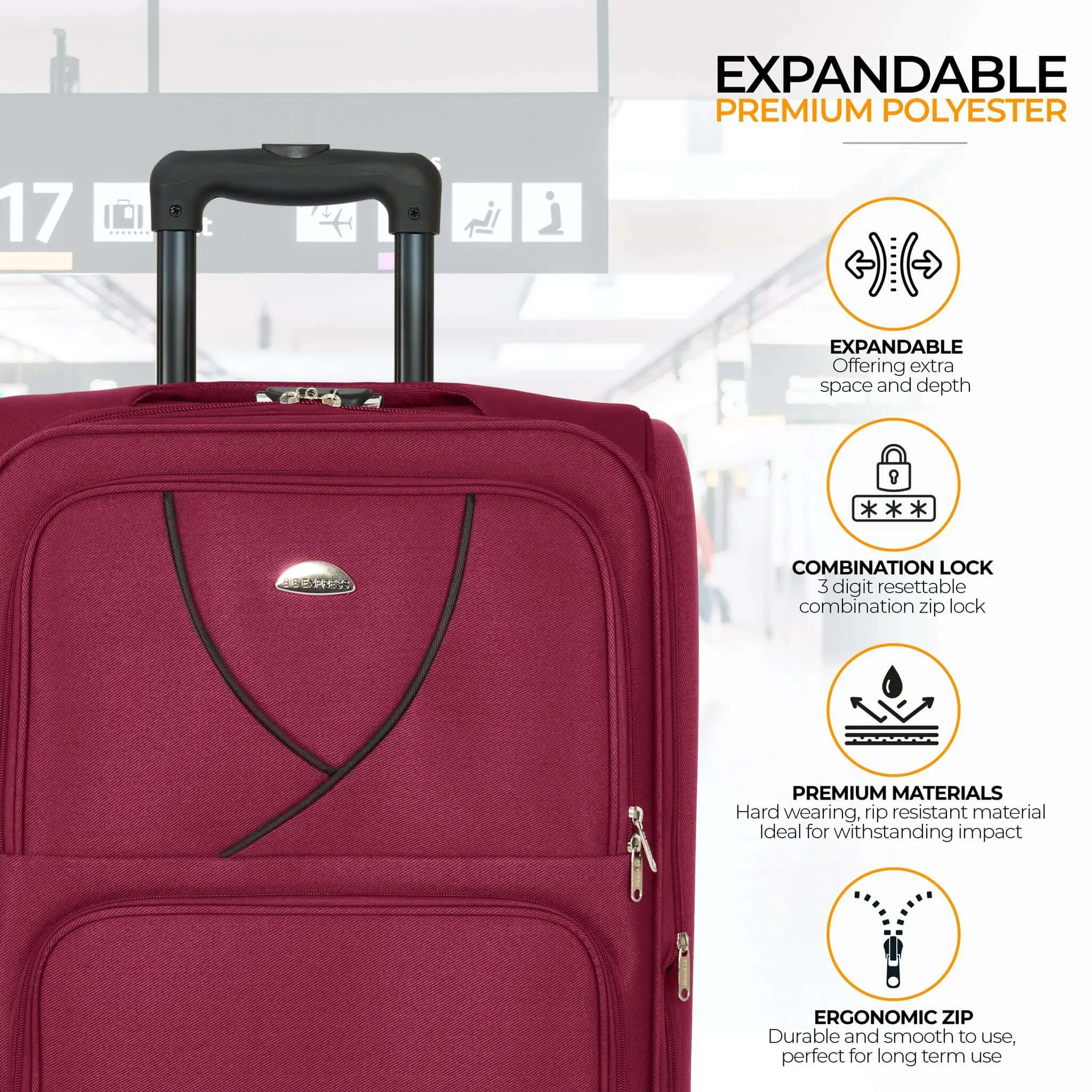 Suitcase Luggage Set On Wheels Set of 4, Assorted Colours