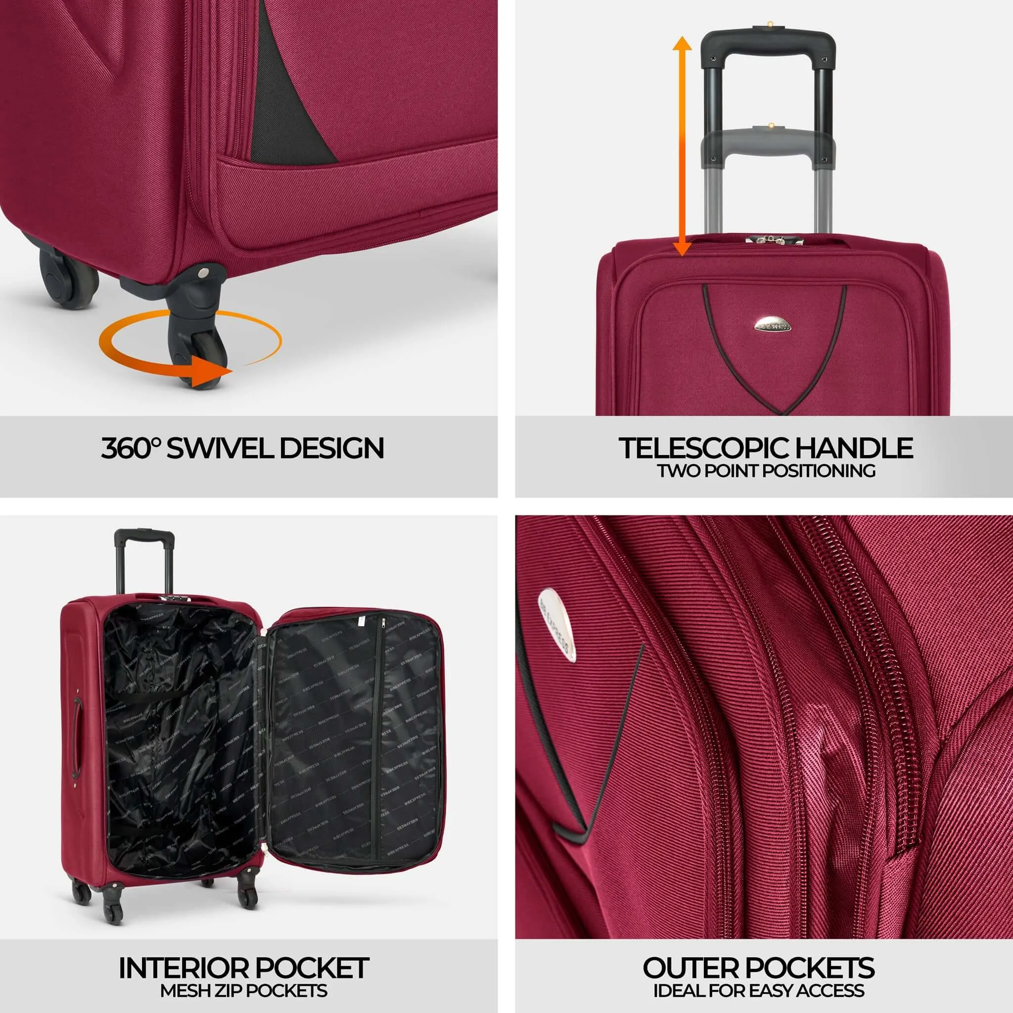 Suitcase Luggage Set On Wheels Set of 4, Assorted Colours