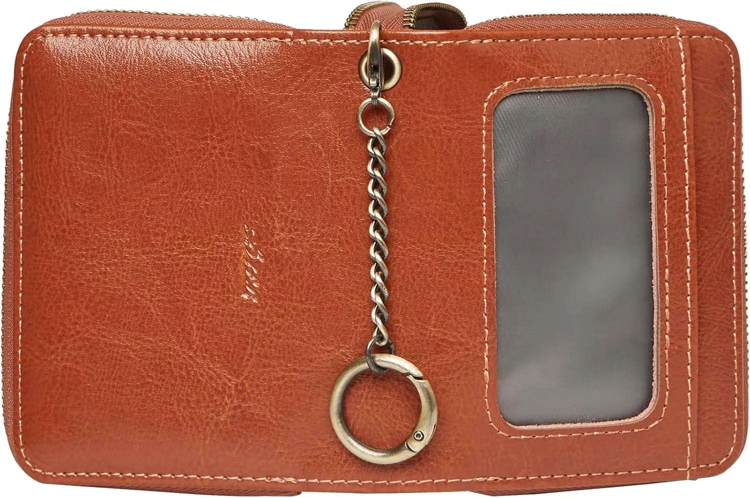 TFKGS Credit Card Holder for Women, RFID Blocking Wallet Small Leather Wallet Women with Accordion Zipper, Card Wallet Keychain, Brown, Minimalist