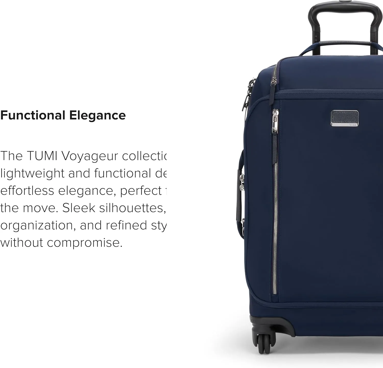 TUMI - Voyageur Leger 4 Wheel Carry-On Luggage - Lightweight and Spacious, Sleek Silhouette, Durable Women's Suitcase - 21.8" International Expandable Carry-On, Indigo with Silver Hardware