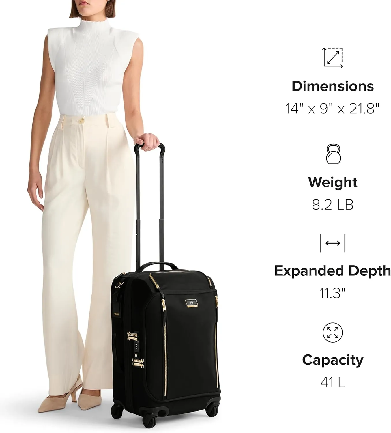 TUMI - Voyageur Leger 4 Wheel Carry-On Luggage - Lightweight and Spacious, Sleek Silhouette, Durable Women's Suitcase - 21.8" International Expandable Carry-On, Indigo with Silver Hardware