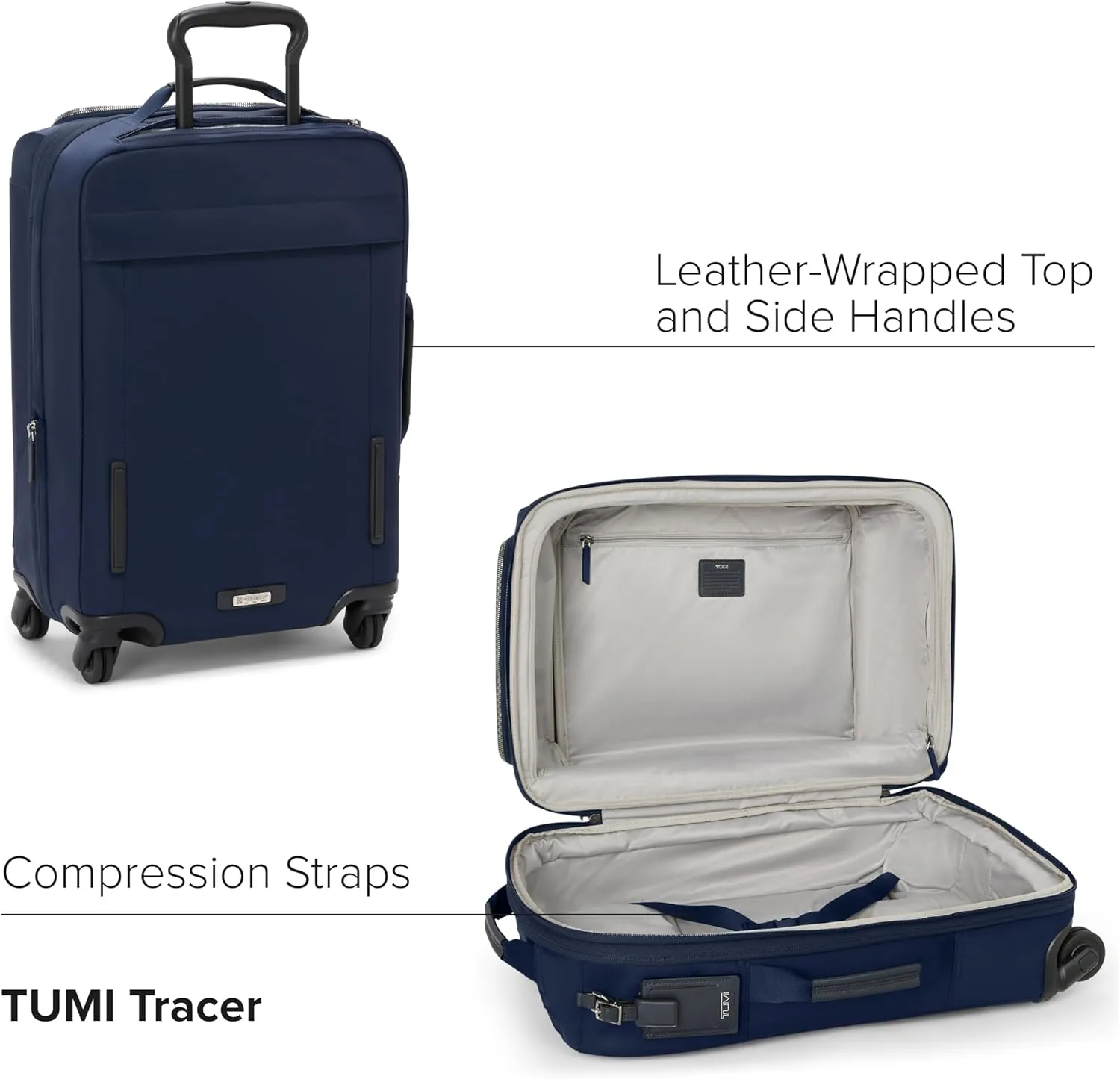 TUMI - Voyageur Leger 4 Wheel Carry-On Luggage - Lightweight and Spacious, Sleek Silhouette, Durable Women's Suitcase - 21.8" International Expandable Carry-On, Indigo with Silver Hardware