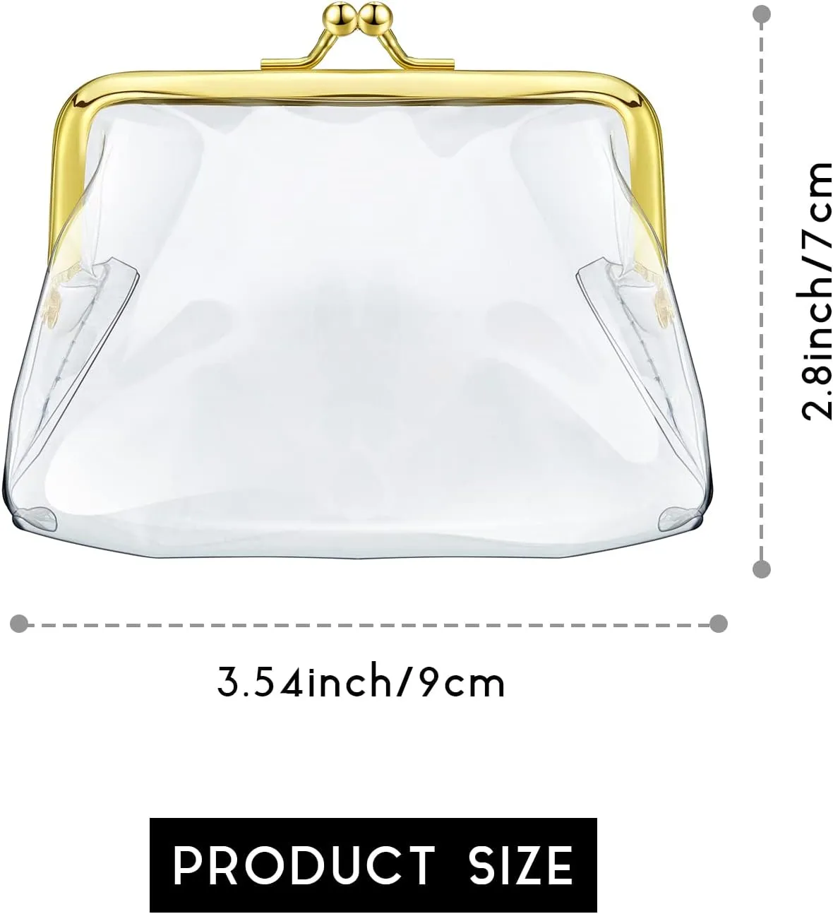 Weewooday 3 Pieces Clear Coin Purse Small Clear Wallet for Women Transparent Change Purse Kiss Lock Plastic PVC Coin Wallet