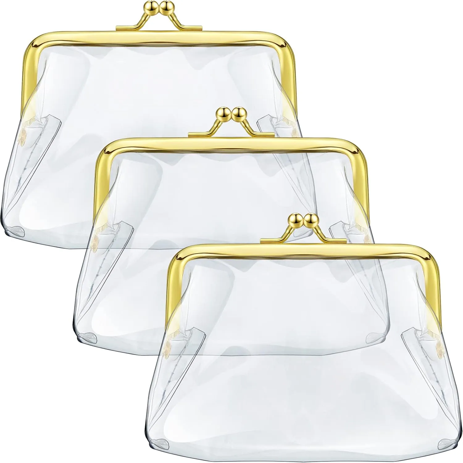 Weewooday 3 Pieces Clear Coin Purse Small Clear Wallet for Women Transparent Change Purse Kiss Lock Plastic PVC Coin Wallet