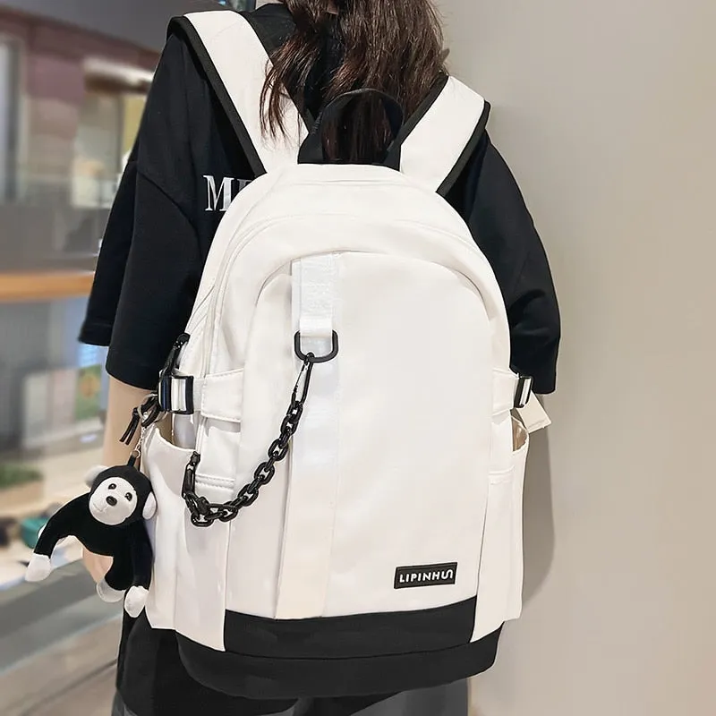 Wenkouban Fashion High Capacity Male Female Nylon College Bag Cool Lady Backpack Men Women Book Bag Girl Boy Travel School Backpack Trendy