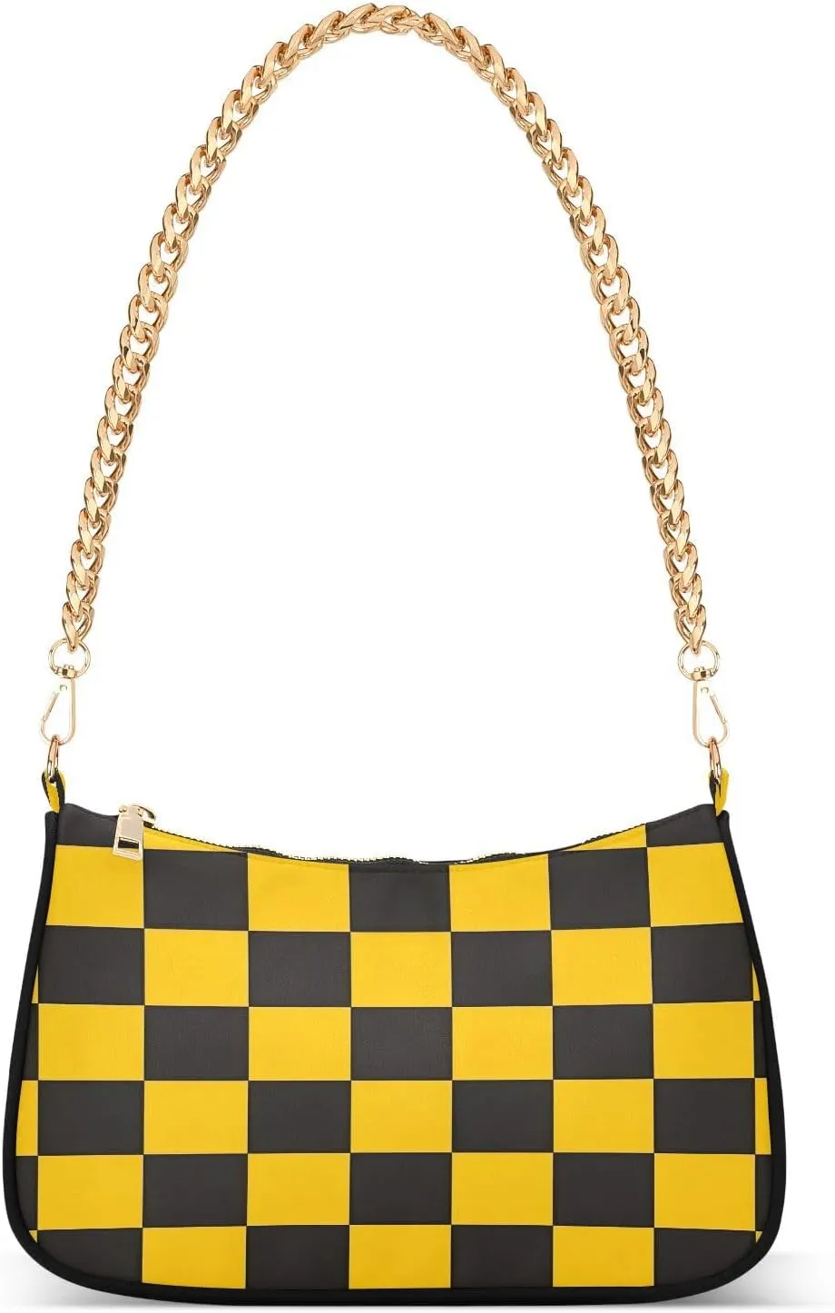 Yellow Black Striped Women's Tote Chain Shoulder Bag, Classic Wedding Party Wallet, Handbag